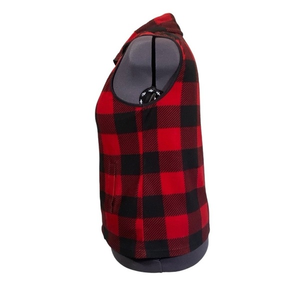CHAPS Women's red & black buffalo plaid sz XL fleece vest front pockets full zip - Picture 3 of 8